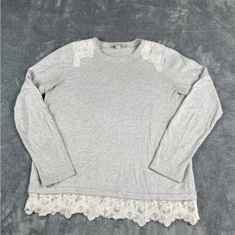 Boden 100% cotton knit top with lace size 8 super cute